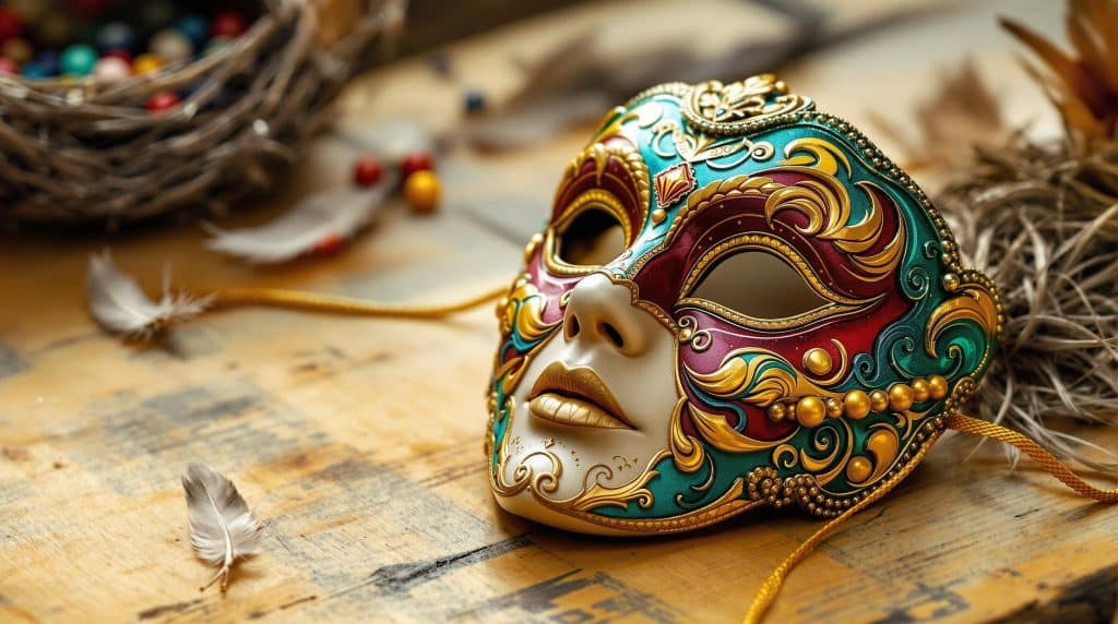 Panneau de masques de carnaval en feutre ou feutrine - lot de 6 pièces