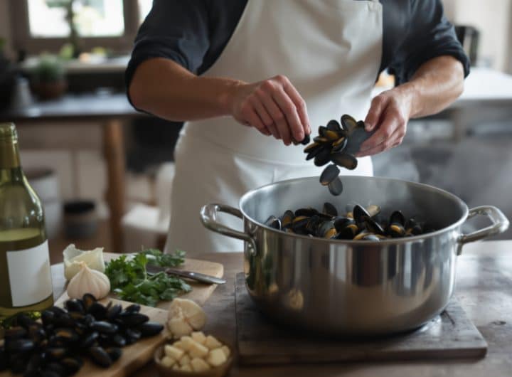 découvrez la recette express de laurent mariotte pour préparer de délicieuses moules marinières en seulement 5 minutes. un plat savoureux, facile et rapide à réaliser pour régaler vos convives sans attendre !