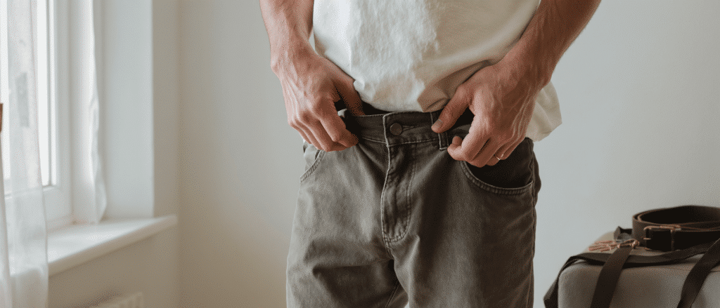 Pantalon qui descend : causes fr&eacute;quentes et solutions d&rsquo;ajustement vestimentaire