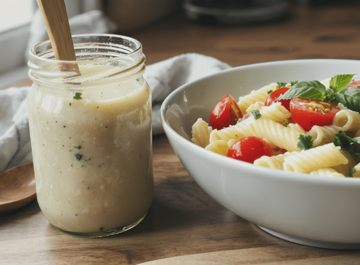 découvrez une sauce légère et savoureuse qui transforme vos salades de pâtes, bien plus délicieuse qu'une simple vinaigrette.