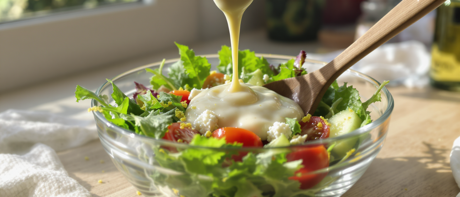 Une sauce onctueuse qui apporte fra&icirc;cheur et saveurs aux salades compos&eacute;es