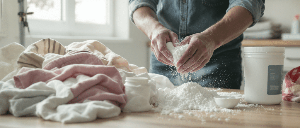 Percarbonate de soude&nbsp;: l’arme secr&egrave;te pour un linge &eacute;clatant et une maison impeccable