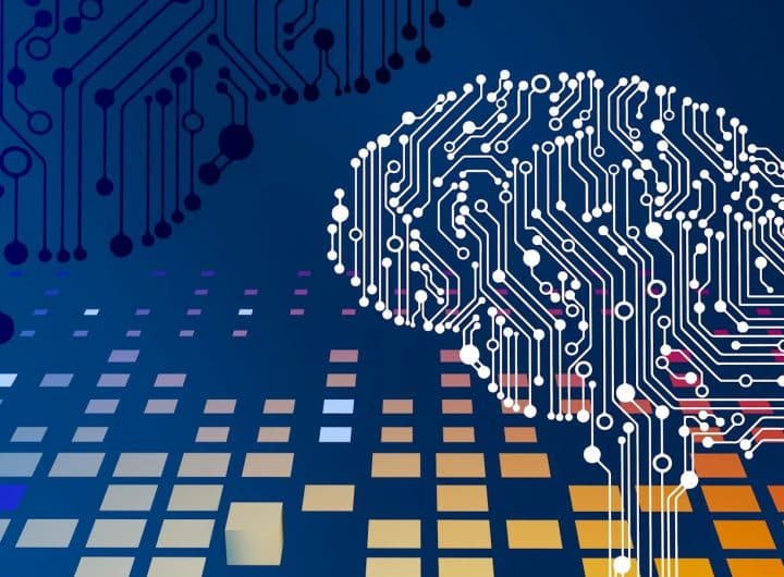 a computer circuit board with a brain on it