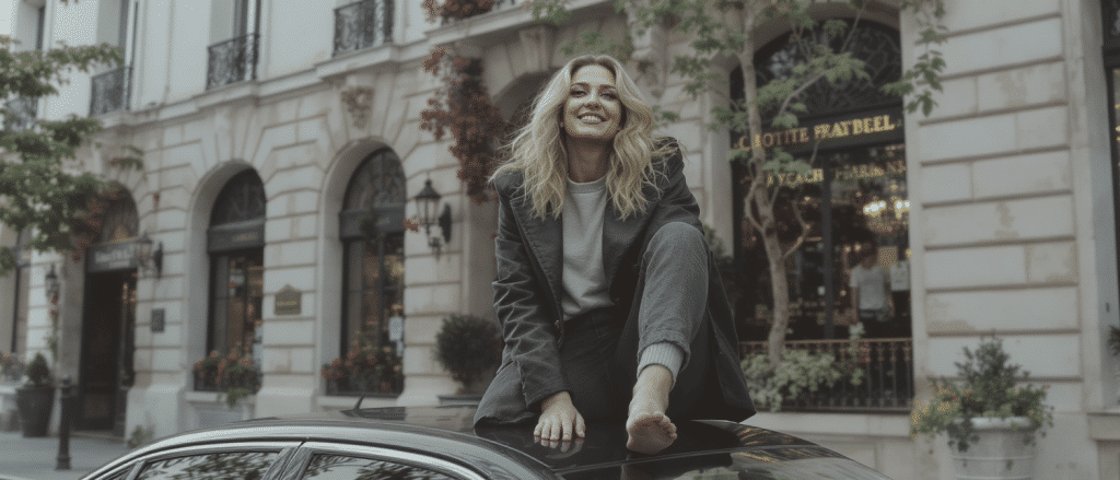 C&eacute;line Dion en pleine euphorie, pieds nus sur le capot de sa voiture : une sc&egrave;ne inoubliable devant son h&ocirc;tel parisien (vid&eacute;o